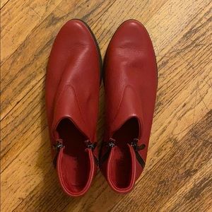 Arche Red Leather Ankle Boots